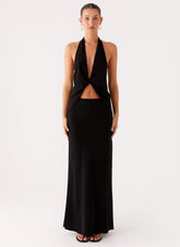 Michaella Chiffon Maxi Skirt - Black