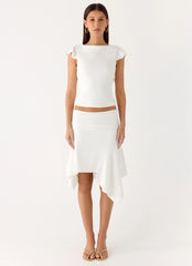 Maxina Asymmetrical Midi Skirt - White