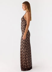 Zecca Lace Maxi Dress - Chocolate