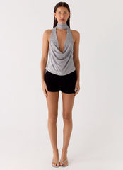 Shining Lights Cowl Top - Silver