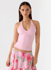 Roll Out Halter Top - Petal Pink