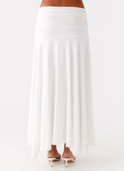 Liana Ruched Maxi Skirt - White