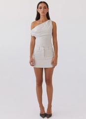 Marissa Linen One Shoulder Top - Oatmeal