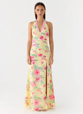 Colada Halter Maxi Dress - Lemon Soleil