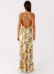 Damali Satin Maxi Dress - Floral Print