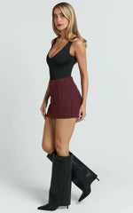 Brown Stripe Pinstripe Skort