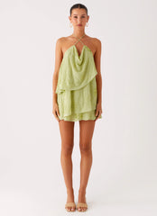 On The Go Beaded Mini Dress - Mint