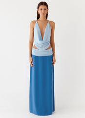 Sweet Charm Cowl Neck Top - Baby Blue