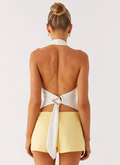 New Yorker Denim Mini Shorts - Yellow