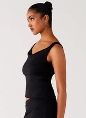 Wonderlust Cowl Top - Black