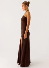 Callie Ruched Maxi Dress - Chocolate