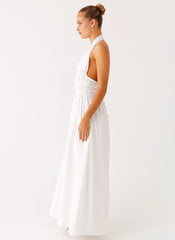 Figaro Halter Maxi Dress - White