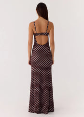 Vamonos Maxi Dress - Chocolate Blue Dot