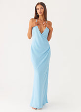 Just A Kiss Cowl Maxi Dress - Turquoise