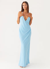 Just A Kiss Cowl Maxi Dress - Turquoise