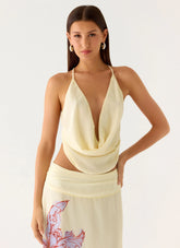 Sweet Charm Cowl Neck Top - Ivory