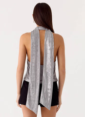 Shining Lights Cowl Top - Silver