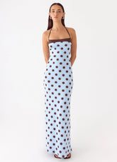 Alessandro Halter Maxi Dress - Blue Mocha Dot