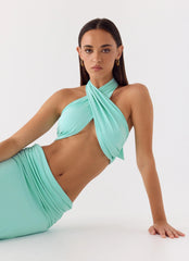 Coletta Wrap Top - Aqua