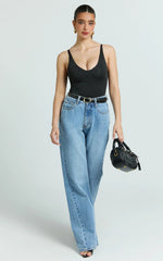 Black V Neck Bodysuit