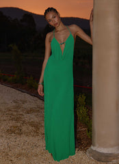 Tropic Muse Beaded Cowl Maxi Dress - Green