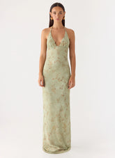 Ultra Quiet Halter Maxi Dress - Wispy Fern
