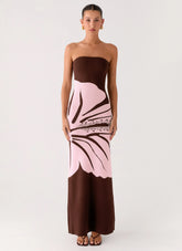 Jala Strapless Knit Maxi Dress - Espresso Meadow