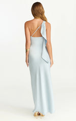 Calix Midi Dress - One Shoulder Slip Dress in Pale Blue