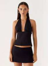 Rushing Around Halter Top - Black