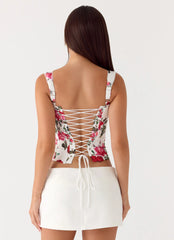 Sena Bustier Corset Top - Ivory Bloom