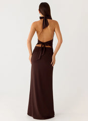 Ilaria Halter Maxi Dress - Chocolate