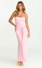 Aria Maxi Dress - Strapless Tie Waist Dress in Pink