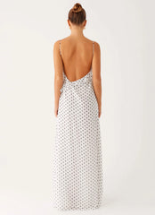 Harri Maxi Dress - White Polka Dot