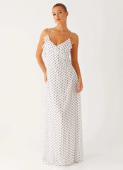 Harri Maxi Dress - White Polka Dot