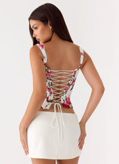 Sena Bustier Corset Top - Ivory Bloom