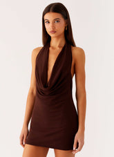 Saffron Skies Mini Dress - Chocolate