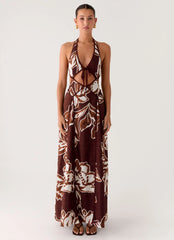 Sonnet Maxi Dress - Espresso Meadow