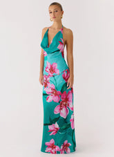 Yoon Beaded Cowl Maxi Dress - Petal Reef