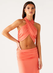Coletta Wrap Top - Coral