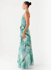So Chic Maxi Dress - Green Paisley