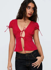 Incomparable Pleated Bust Top Red