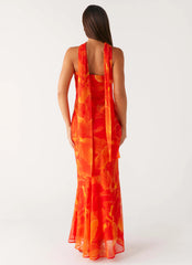 Under The Pagoda Maxi Dress - Orange Floral