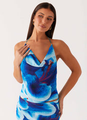 Another Life Halter Top - Turquoise Floral