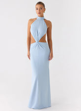 Warning Signs Maxi Dress - Blue