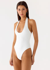 Set The Scene Halter Bodysuit - White