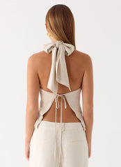 Maddox Linen Top - Oat