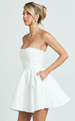 Bianca Mini Dress - Strapless Fit And Flare Dress in Ivory