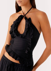 Mariella Linen Top - Black