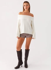 Federica Off Shoulder Knit - White