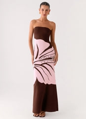 Jala Strapless Knit Maxi Dress - Espresso Meadow